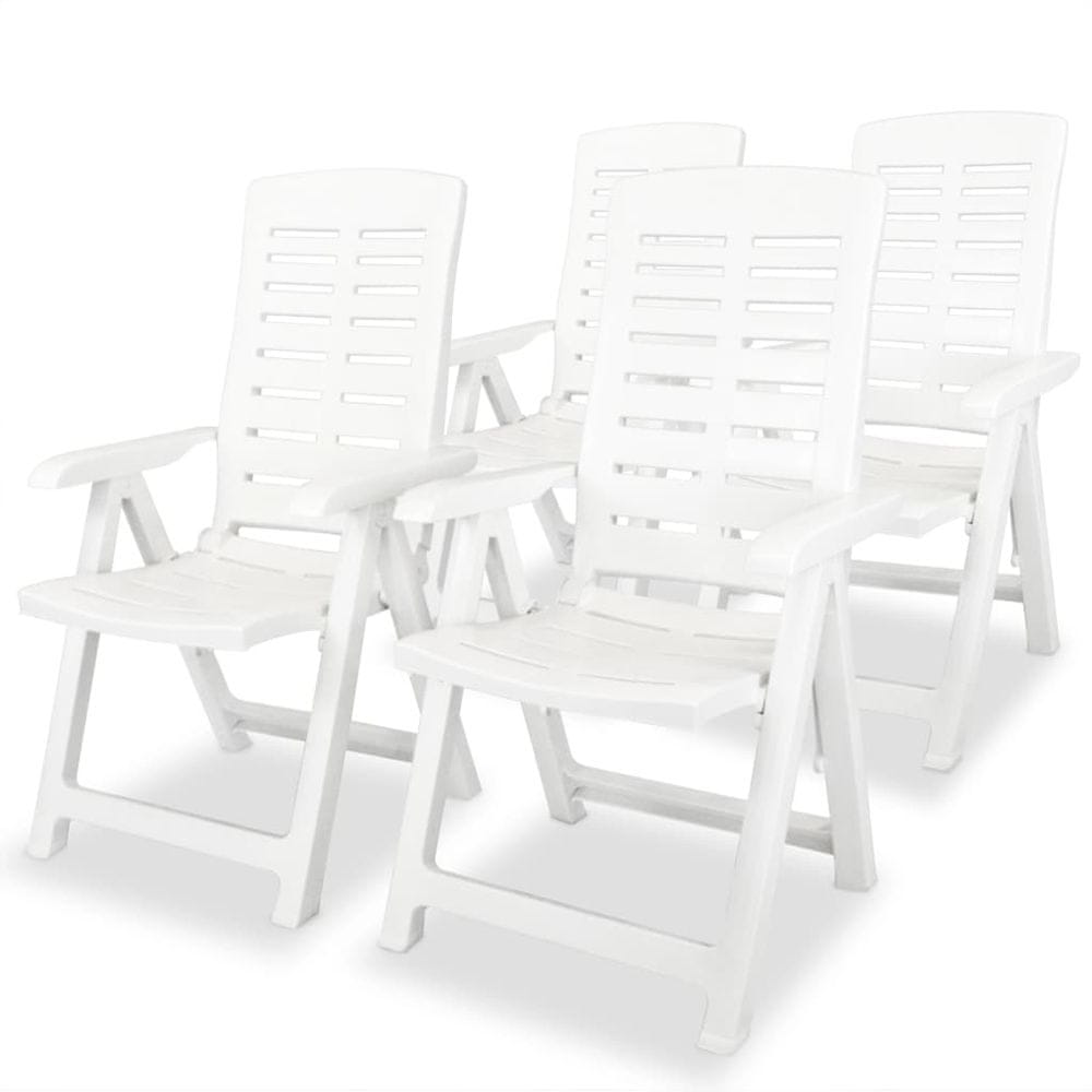 Vidaxl Sklápacie záhradné stoličky 4 ks, plast, biele